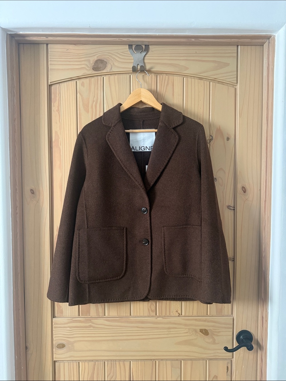 Aligne Chocolate Brown Wool Blend Blazer NWT